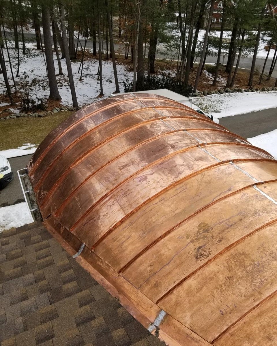 copper roofing installed by our copper roofers in Massachusetts