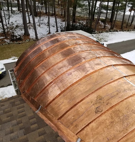 copper roofing installed by our copper roofers in Massachusetts