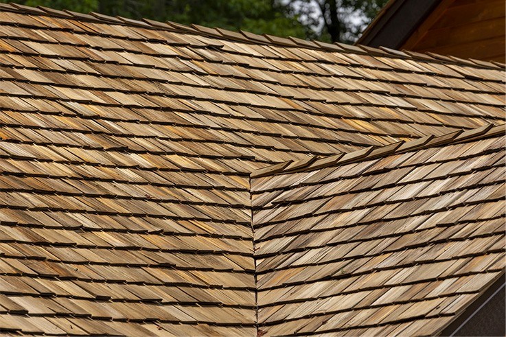 new cedar shake roof that was installed in Westwood